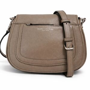 Marc Jacobs Taupe Pebbled Leather Crossbody Saddle Bag Excellent
